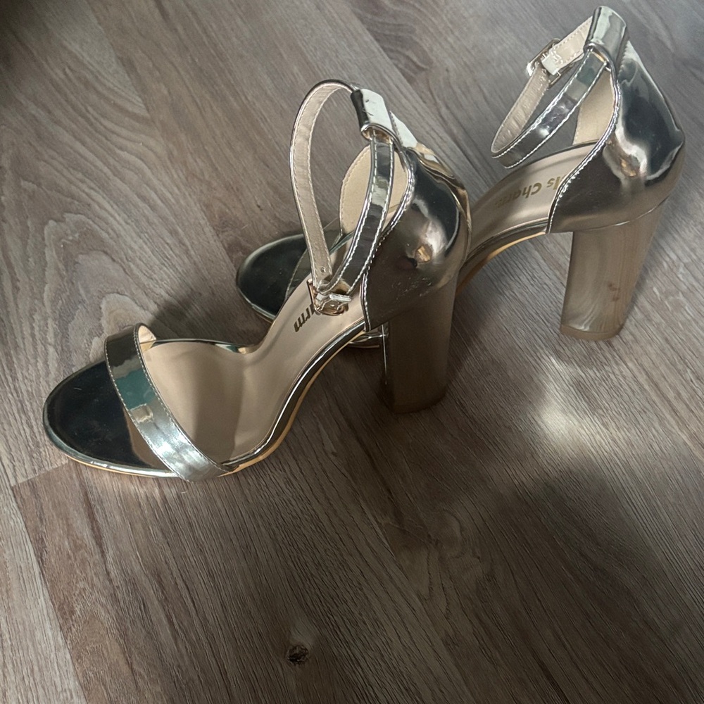 Elegant Silver Block Heel Sandals